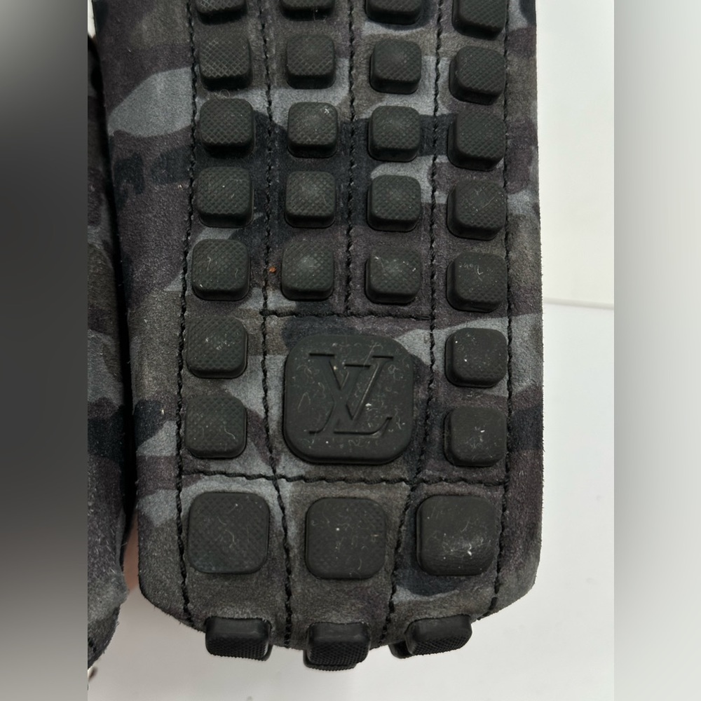 Louis Vuitton Gray Suede Camo Pattern Arizona Loafers Size 10.5 LV/11.5 USA - Picture 11 of 13